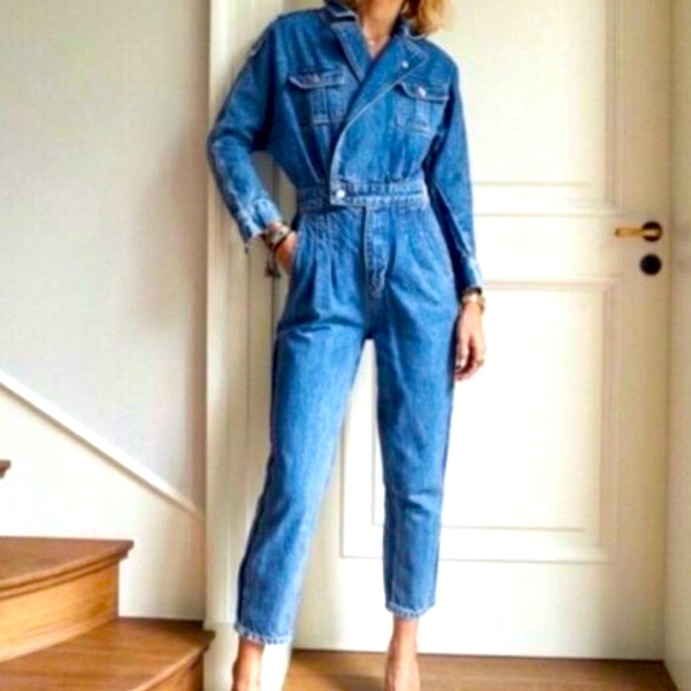 MaCherie Blue Denim Stylish Vintage Style 80’s Boho Style Jumpsuit